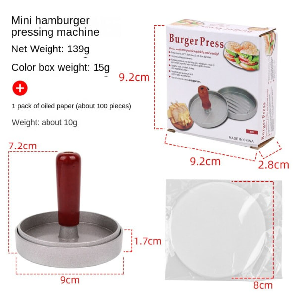 Manuell Non-Stick Hamburgerpress Bifftryck Hamburgerformning Plasthandtag Hamburgerköttpress Mini Hamburger press oiled paper