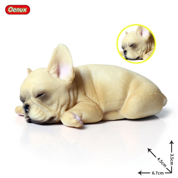 Oenux Dejlige Fransk Bulldog Dyr Sød Hvalp Sovende Dovne Hund Actionfigurer Model Figur PVC Boligindretning Uddannelseslegetøj without box