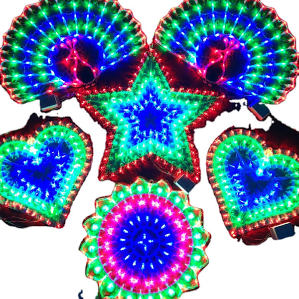 LED Farvet Lampe Påfuglelampe Kærlighedslys Femstjernet SOLSIKKE Hjerteformet Julealtan Hjem Bryllup Plug-in Dekorativt Lys LED Peacock led4 W