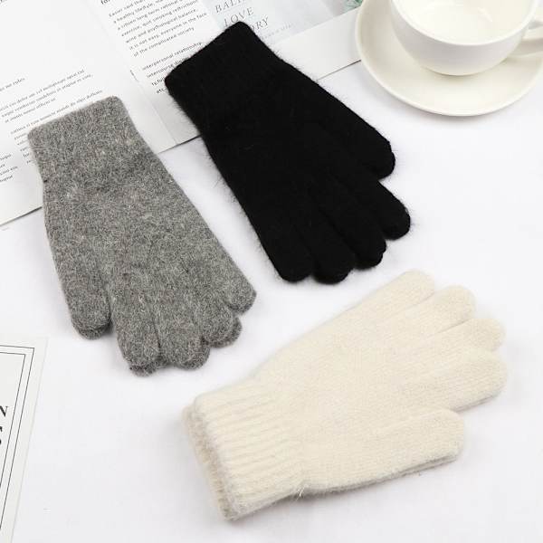 2023 Elastiska Fullfingerhandskar Varma Tjocka Cykelkörningsmode Dam Herr Vinter Varma Stickade Yllehandskar Utomhus Dark Grey One Size