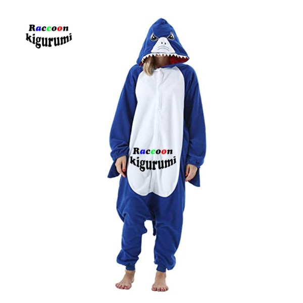 Pyjamas Tecknad Endelad Pijamas Kvinnor Män Kostym Onesies För Vuxna Fleece par tvättbjörn shark onesie 3 S Fit 148cm-158cm