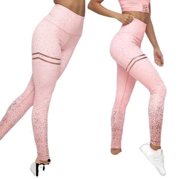 Joogahousut Naiset Korkea Vyötärö Tregginsit Push Up Kuntosalitrikoot Juoksu Fitness Urheiluhousut Muodikkaat tyttöjen leggingsit pink-gold L