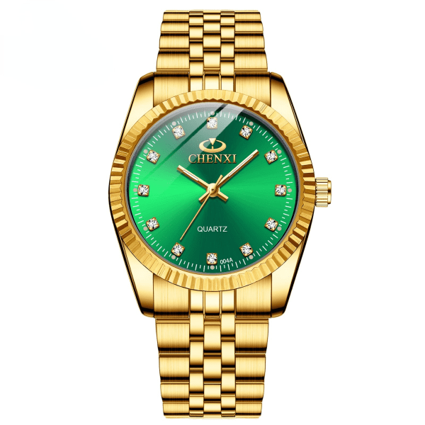 Damklocka för män Vattentät Business Watch Watch Watch Watch för män Golden Couple Watch All-gold men's green surface