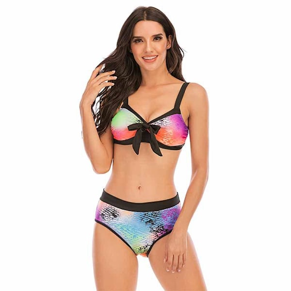Pigebadedragt Gradient Delt Farveprint Sexet Slim Fit Slankende Plus Size Bikini Badetøj Picture color L