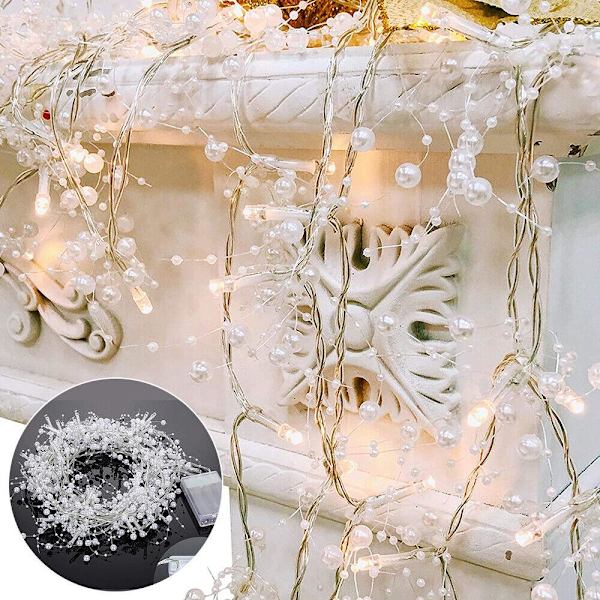 4M 40 LED Pärlljusslinga för Festlig Dekoration Jul LED Ljusslinga Röda Pärlor Girlang Party Julgran Heminredning Red 2M