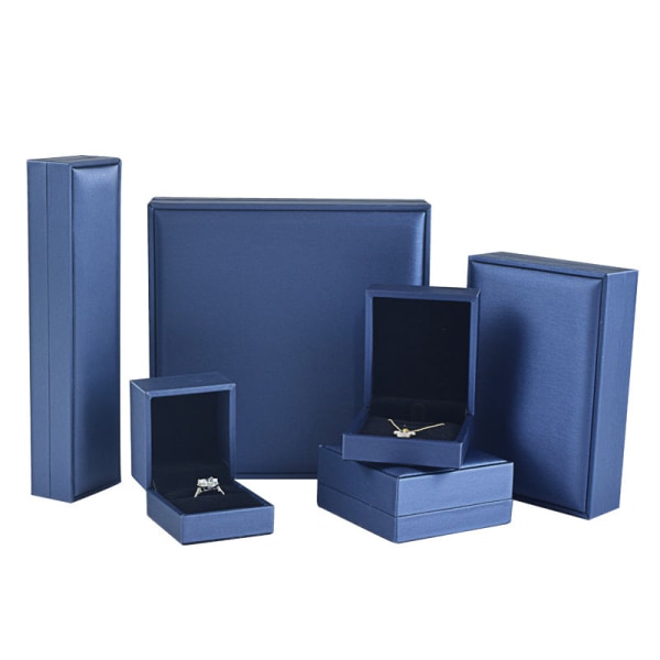 4 st/ set Smycken Förvaringslåda Borstad PU Presentring Hänge Halsband Armband Hållare Case med 4 lådor Blue 4 boxes
