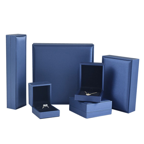 4 stk./sæt Smykkeskrin Børstet PU Gave Ring Vedhæng Halskæde Armbånd Holdere Etui med 4 æsker Silver 4 boxes