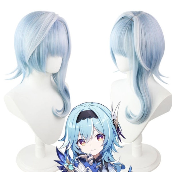 Genshin Impact Eula Lawrence Cosplay Kostym Halloween Karneval Våg Blomma Riddare Rolig Kostym Handske Smycken Anime Cosplay Peruk 1 XL