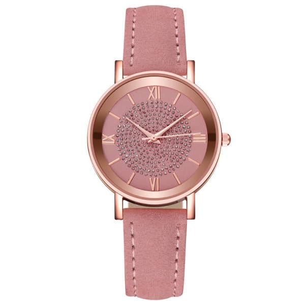 Moderiktig flerfärgad watch i romersk skala för kvinnor Pink