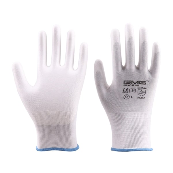 6 Par GMG CE EN388 Røde Polyester Sorte PU Arbejdssikkerhedshandsker Have Byggeindustri Mekaniker Arbejdshandsker Red XL