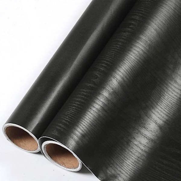 Itseliimautuva, vedenpitävä ja irrotettava vinyylitapetti, puu, musta, 40 cm x 1 m Wood Black 40cm x 1m