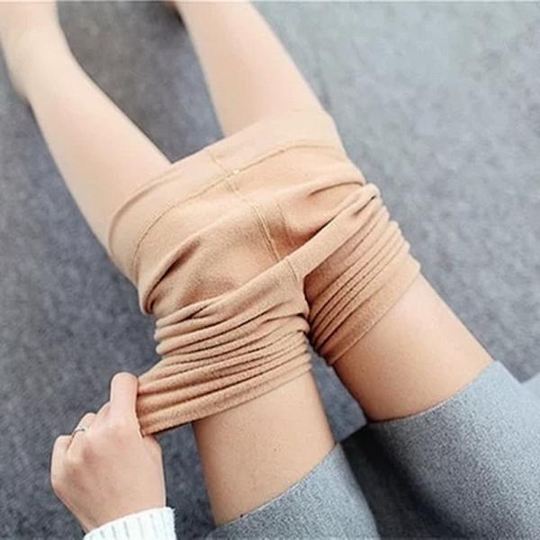 Vinter Varme Leggings Dame Termobukser Polar Strømpebukser Sok Forede Bukser Fløjls Tights Hud Effekt Høj Talje Uld Leggings with feet  wine 100g
