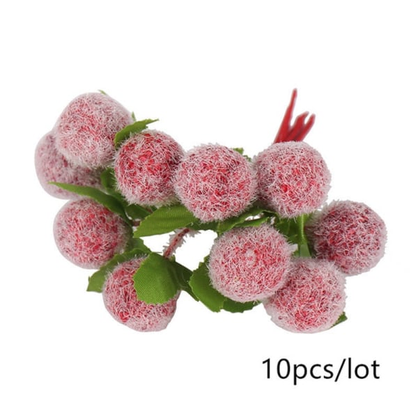 5/6/8/10/12/50/70/90 st mini Röda Konstgjorda Blommor Pistiller Bär Knippe DIY Jul Bröllop Tårta Presentförpackning Kransar Dekoration 9
