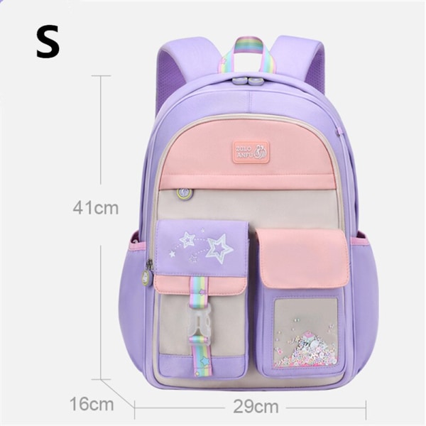 Lasten koululaukut tytöille Lasten reppu Peruskoulu Ortopediset koulureput Prinsessa reppu Koululaukku reppu Sac Mochila S purple orange