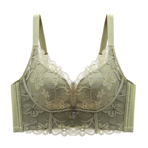 Dam Spets Lång BH Ingen Stål Ring Förtjockning Underkläder Sexiga Plus Size Underkläder Korsett BH Beige 36B