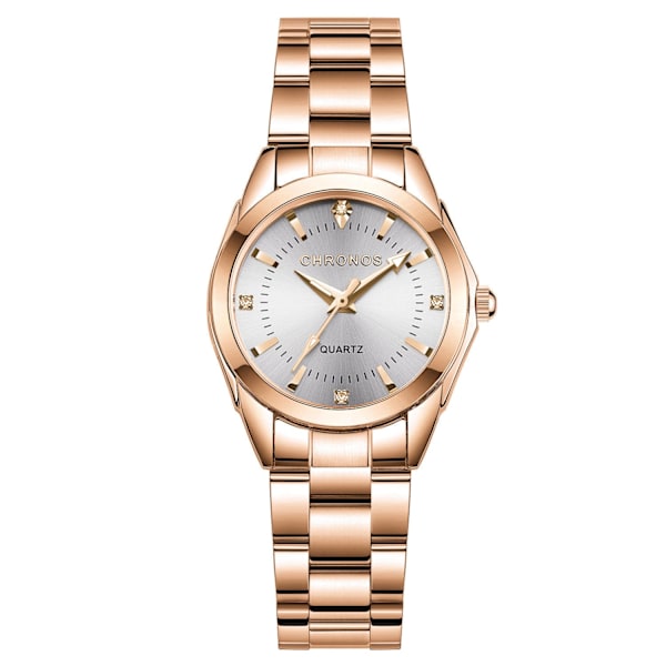 Fashionabla liten damklocka, avslappnad koreansk stil, vattentät klocka, diamantklocka för dam CH3202 rose gold Black