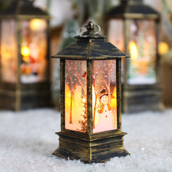 Jouluinen myrskylyhty kynttilänjalkalamppu pieni yölamppu vanha lumiukkokoriste pieni yölamppu työpöydän koriste Small White Angel