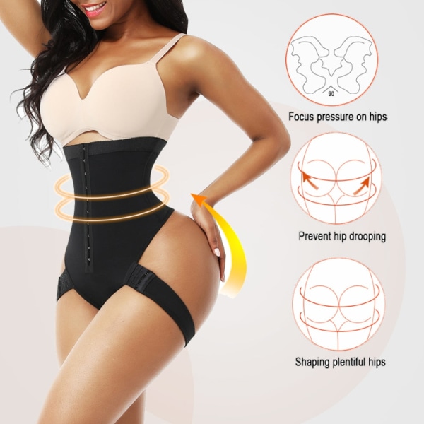 Shapewear Hög midja Buken Butt Lifter Control Trosor Brief Booty Lift Sömlös Bantning Dra Underkläder Body Shaper Black XL