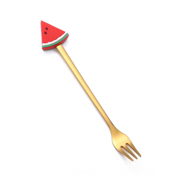 Hedelmähaarukka Söpö Lasten Astiasto Vesimeloni Lusikka Nukkekakku Jälkiruokahaarukka Ruostumaton Teräs Kahvilusikka Peach golden spoon