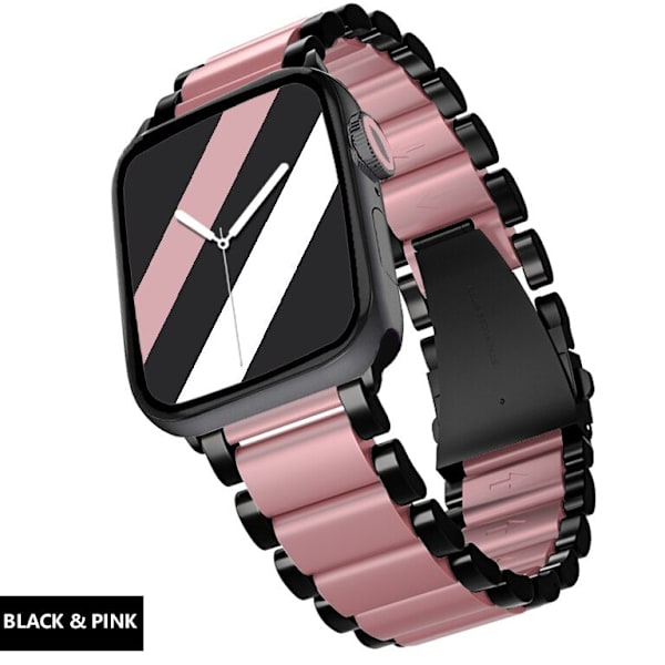 Armband för Apple Watch 6 5 4 3 2 1 42mm 38mm 40MM 44MM Metall Rostfritt Stål Klockarmband Armband Rem för iWatch Series Tillbehör Rose Gold 38MM-40MM