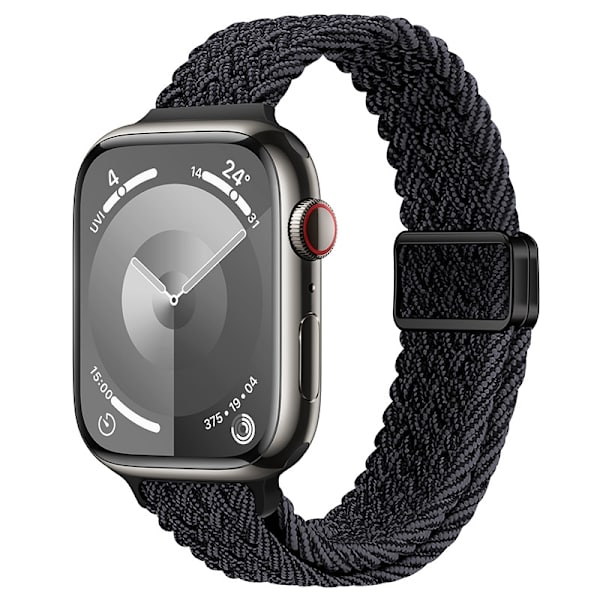 Klockarmband för Apple Watch iWatch 38/40/41/42mm svart grafit svart spänne