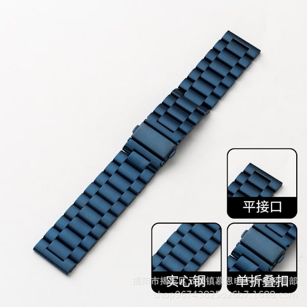 Klockarmband för Apple Watch iWatch 38/40/41/s10 42mm gränssnitt blå tre solida stållänkar