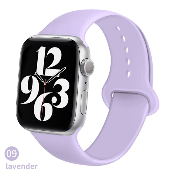 Silikonarmband för Apple Watch band 6 44mm 42mm 40mm 38mm Smart gummi klockarmband armband iWatch band för Series 6 SE 5 4 3 2 se Lavender 42MM or 44MM SM