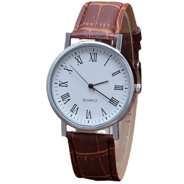 Gave Tre Øyne Herreklokke Herre Quartz Klokke Blått Lys Glass Rem Klokke Herreklokke D White brown belt