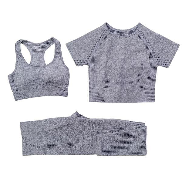 Joogasetti treenipaidat urheiluhousut rintaliivit kuntosalivaatteet shortsit naisille 3pcs ShortBlack M
