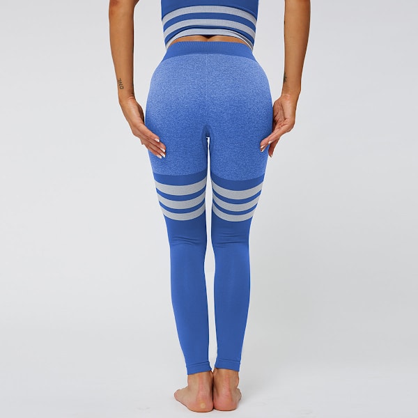 Eurooppalaiset ja amerikkalaiset seksikkäät persikkaiset lantiot korkeavyötäröiset joogahousut naisten neulotut saumattomat ja hengittävät raidalliset jooga- ja fitnessleggingsit 6088 pants-Gray M