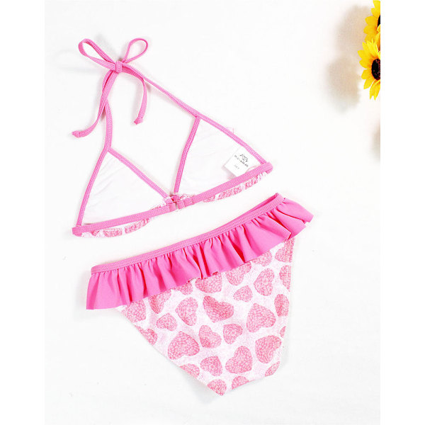 Baddräkt Barn Bikini Flickor Delad Triangel Barn Badkläder Pink 8 Year128CM