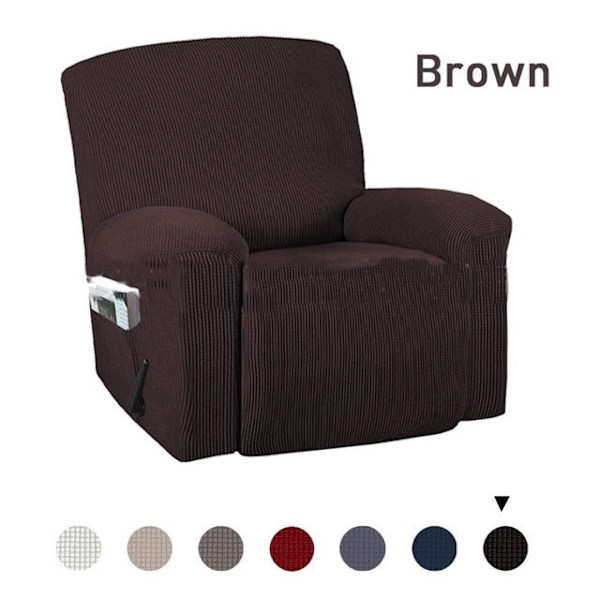 Tvättbara överdrag för vilstolar Stretch Sofföverdrag med ficka Halkfritt möbelskydd Enfärgad fåtölj Wine Red
