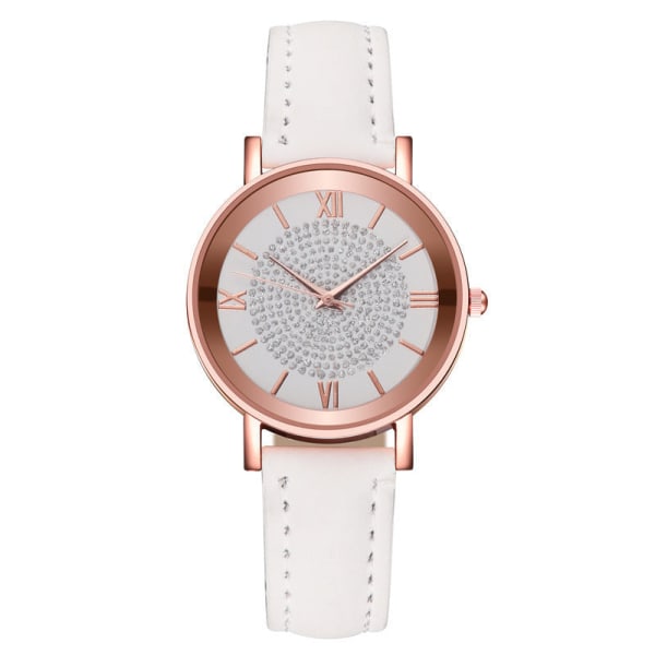 Gypsophila Dameur Mode Multi-Farvet Romersk Skala Quartz Armbåndsur Dame White