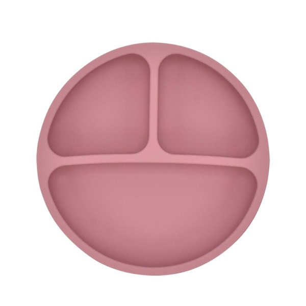 Baby Sikker Silikone Spiseplade Solid Sød Tegneserie Børnetallerkener Grade Service til Baby Træning Service Børn Fodringsskål Purple Pink