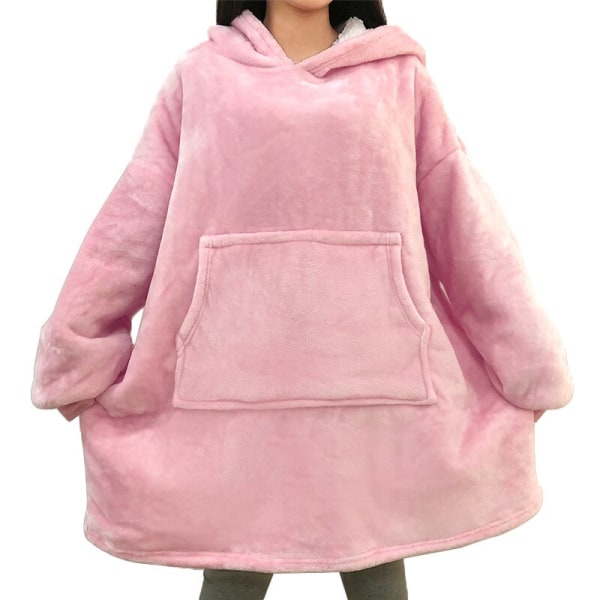 Filt med ärmar Kvinnor Oversized Luvtröja Fleece Varma Tröjor Tröjor Giant TV Filt Dam Hoody Robe 623 baby pink One Size