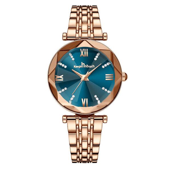 Damvattentät watch Dammode High-End Japan Watch Movement Dam Rose gold shell blue surface