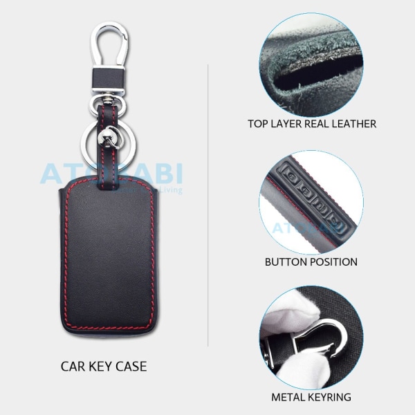 Läder Bilnyckelskydd För Mazda 3 Sedan Hatchback 2019 CX-30 CX-5 CX-9 2020 CX50 Nyckelring Smart Fjärrkontroll Skyddsfodral 3 Buttons