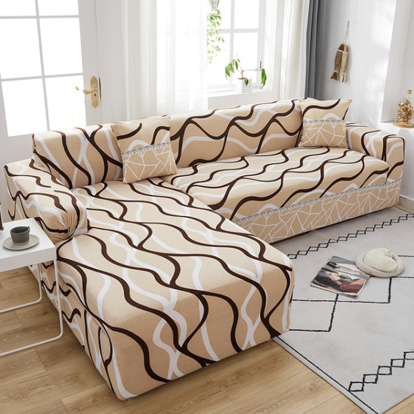 Stretch Sofföverdrag för L-formad Soffa Hörnsoffa Elastiskt Sofföverdrag för Sofföverdrag för Vardagsrum 1/2/3/4-Sits Nordisk WWT40 2seat 145-185cm