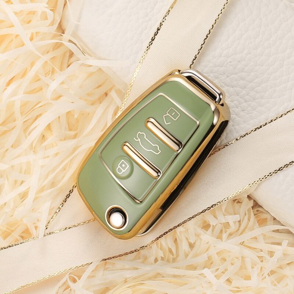 Fashion TPU Bilnyckelfodral Fjärrkontroll Fullt Skydd Skal För Q3 A3 chery A1 Q2L/R8Q7 A6/A6L Land Cruiser Prado Nyckelringstillbehör Green only case