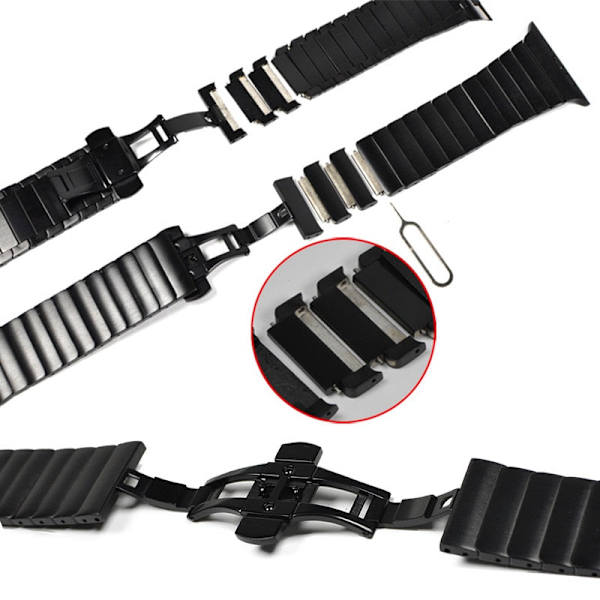 Rostfritt stålarmband för Apple Watch band 44mm 40mm iWatch band 42mm/38mm Fjäril Metallarmband Apple watch serie 5 4 3 se 6 gold 38mm or 40mm