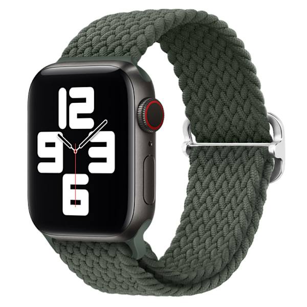 Punottu yksinlenkkihihna Apple Watch -rannekkeelle 44mm 40mm Series 7 6 54SE Säädettävä elastinen nylonhihna iwatch 3 42mm 38mm rannekorulle Black For 42mm-44mm-45mm