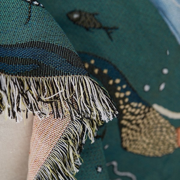 Textile City Filt i nordisk stil, sjöjungfrumönster, för säng, vardagsrum, gobeläng, matta, sofffilt, överkast Mermaid 90x150cm