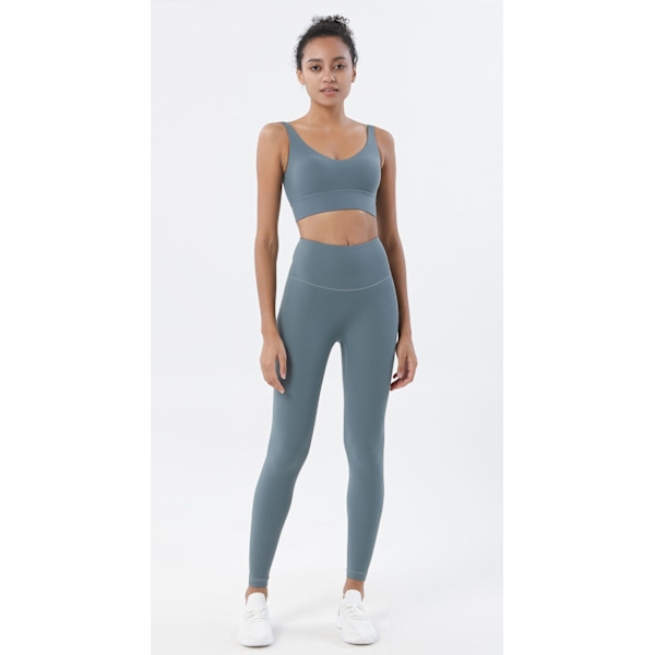 Yoga Sett Sportsdrakt Dame Loungewear Crop Topper Og Leggings Pink Purple L