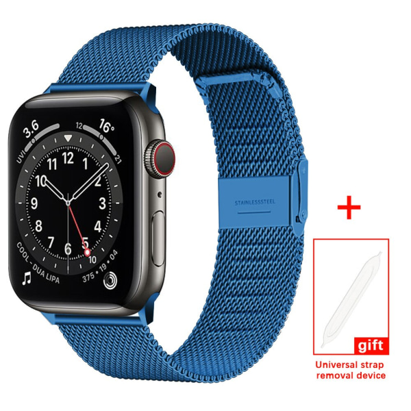 Milanese Loop för Apple Watch Band 6 SE 5 4 44mm 42mm Armband i rostfritt stål Metallarmband av iWatch Series 1 2 3 38mm 40m Black 42mm