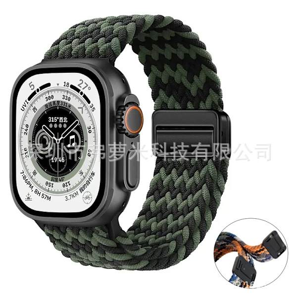 Klockarmband för Apple Watch iWatch 38/40/41mm W-grain svart grön