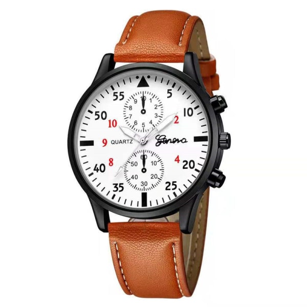 Geneva Herrklocka Kvarts Armbandsur Modeklocka Affärsklocka Herr Shell brown with white surface
