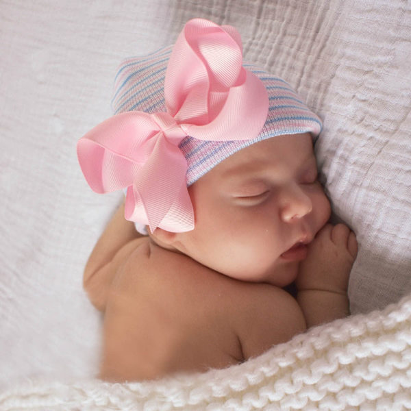 Babyhue Vinterhue Beanie Dobbeltlags Fortykkede Sløjfehue Baby Ny Hospitalshue #3 gray knot White Hat Average size