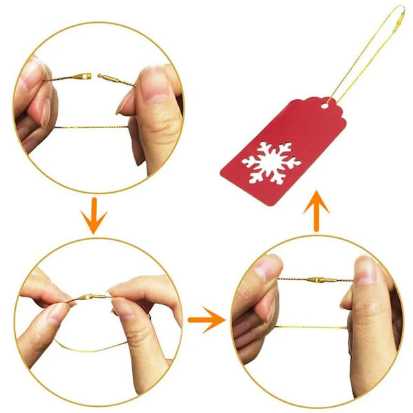 100 st 20 cm Polyestertrådar för Julhängen Julgran Julkula Etikettverktyg Juldropp Ornament Tillbehör Red 20cm