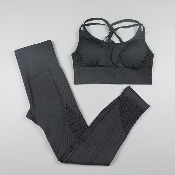 Joogasetti Naisten Fitness-vaatteet Urheiluvaatteet Leggingsit Pehmustetut Push-up Rintaliivit red M