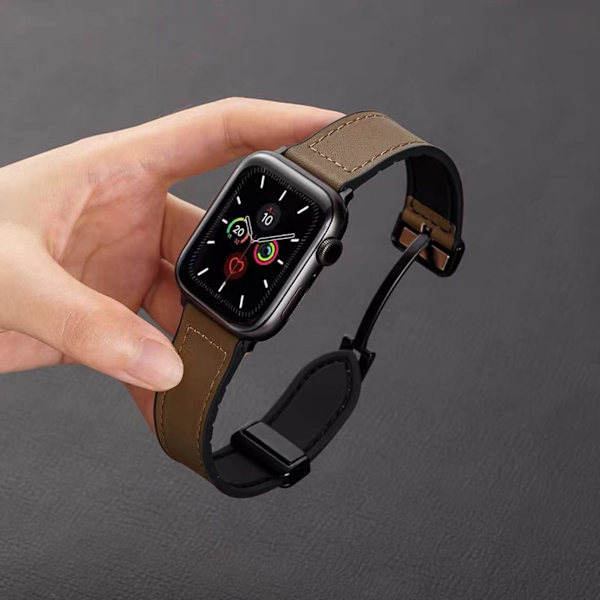 Urrem til Apple Watch iWatch 38/40/41/ 10. generation 42mm universal ægte læder brun